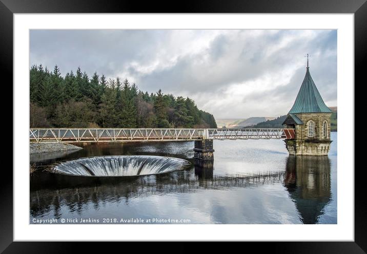 Pontsticill Reservoir and Outflow Brecon Beacons Framed Mounted Print by Nick Jenkins