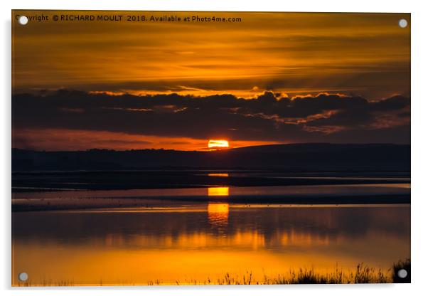 Loughor Estuary Sunset Acrylic by RICHARD MOULT