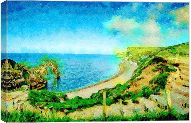 Cornwall Print, a sea view of Cornwall Iconic Imag Canvas Print by Tanya Hall