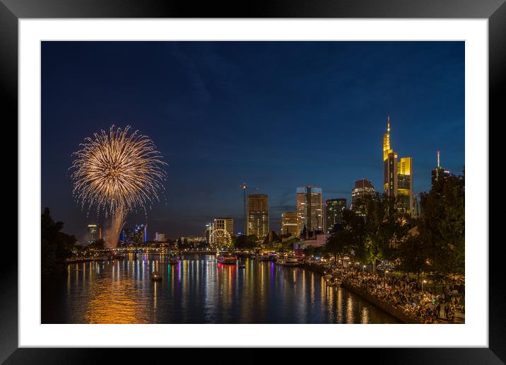 Frankfurt Fireworks Framed Mounted Print by Thomas Schaeffer