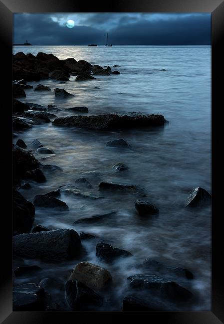 Moonlit Bay in Ayr Framed Print by John Boyle