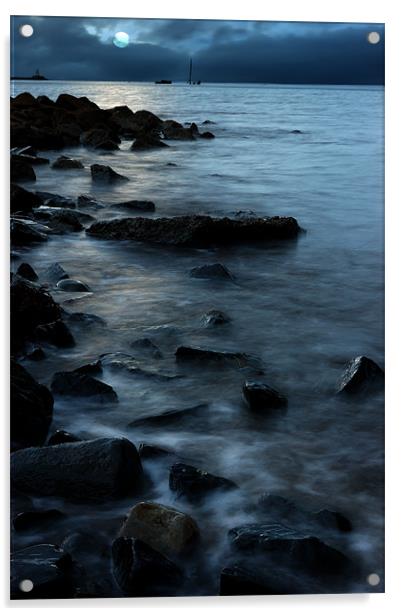 Moonlit Bay in Ayr Acrylic by John Boyle