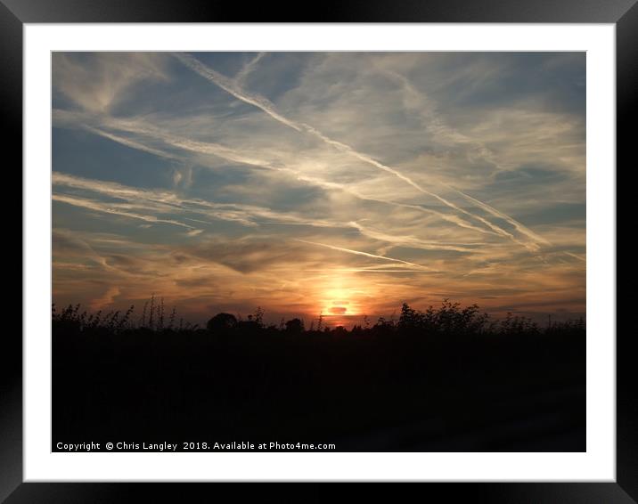 Lincolnshire sunrise from the top of the Wolds. Framed Mounted Print by Chris Langley
