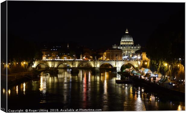 Vatican at night Canvas Print by Roger Utting