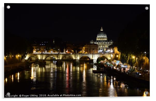 Vatican at night Acrylic by Roger Utting