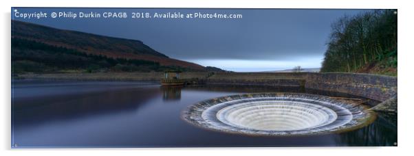 Ladybower Reservoir Plughole Acrylic by Phil Durkin DPAGB BPE4