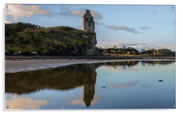 Reflections At Greenen Castle Acrylic by Chris Wright