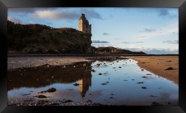 Reflections At Greenan Castle Framed Print by Chris Wright