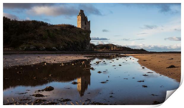 Reflections At Greenan Castle Print by Chris Wright