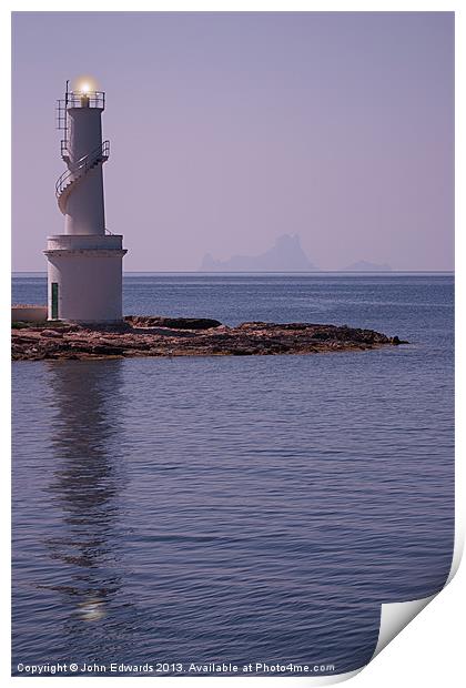 La Sabina Lighthouse Formentera Print by John Edwards