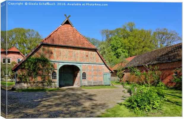 Traditional Farm House in Lower Saxony Canvas Print by Gisela Scheffbuch