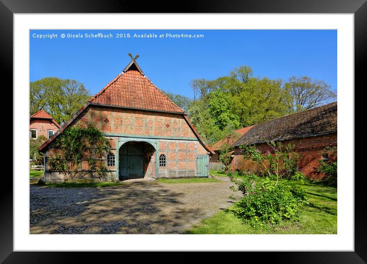 Traditional Farm House in Lower Saxony Framed Mounted Print by Gisela Scheffbuch