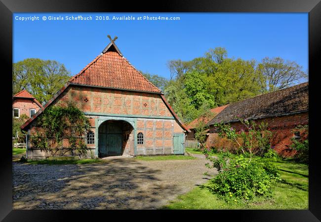 Traditional Farm House in Lower Saxony Framed Print by Gisela Scheffbuch