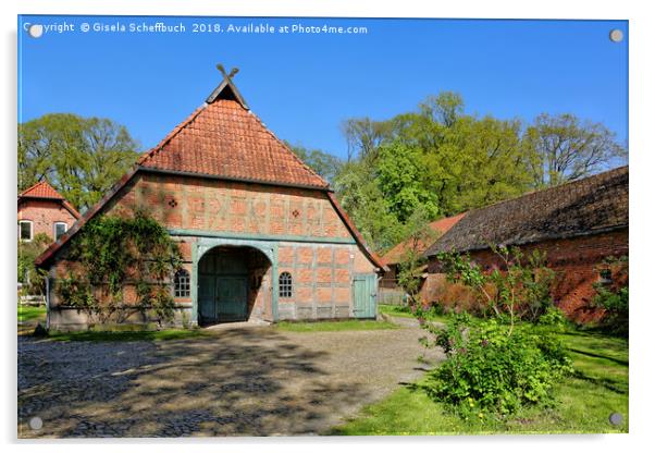 Traditional Farm House in Lower Saxony Acrylic by Gisela Scheffbuch