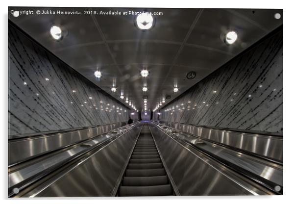 Airport Escalator Going Down Acrylic by Jukka Heinovirta