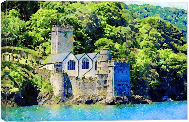 Dartmouth Castle Watercolour and Digital Painted P Canvas Print by Tanya Hall