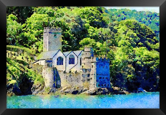Dartmouth Castle Watercolour and Digital Painted P Framed Print by Tanya Hall