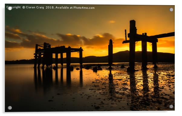Sunset at the old pier Acrylic by Ciaran Craig