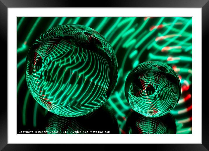 Abstract art Green strips in the glass Framed Mounted Print by Robert Gipson