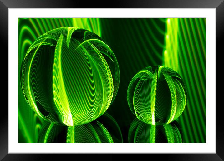 Abstract art Lime lines in the glass balls. Framed Mounted Print by Robert Gipson
