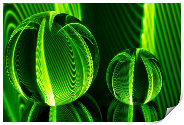 Abstract art Lime lines in the glass balls. Print by Robert Gipson