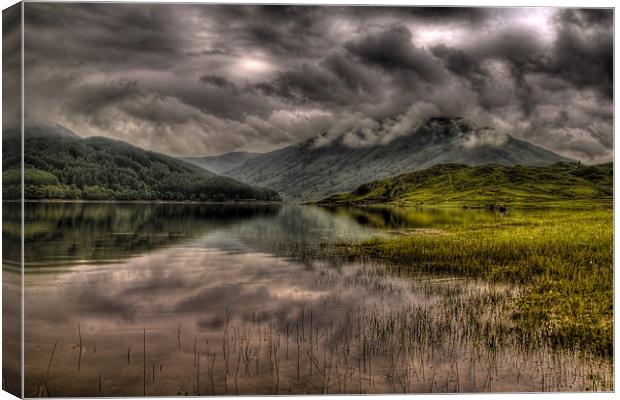 Low clouds over the Glen Finglas Reservoir Canvas Print by Gabor Pozsgai