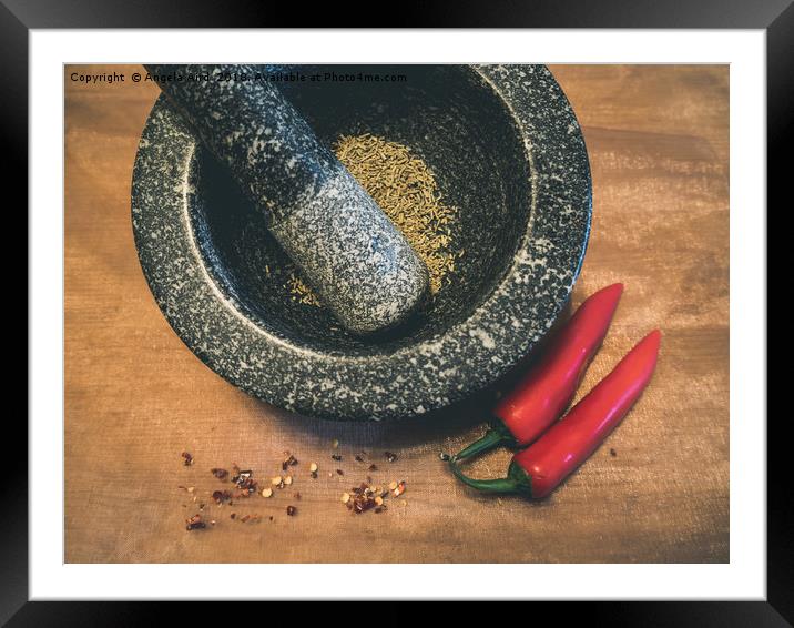 Mortar and Pestle. Framed Mounted Print by Angela Aird