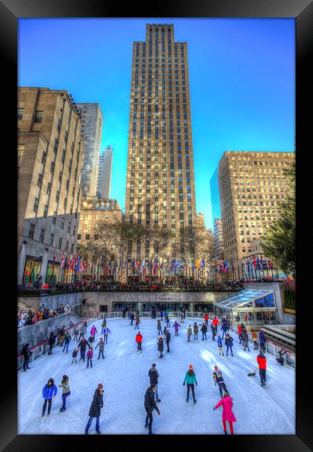 New York Ice Skating Framed Print by David Pyatt