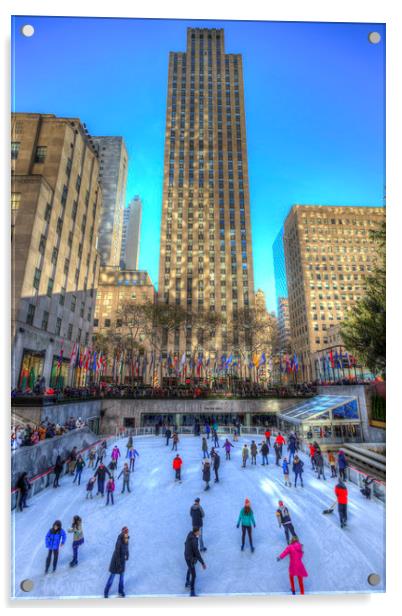 New York Ice Skating Acrylic by David Pyatt