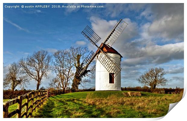 Ashton Windmill Chapel Allerton Somerset Print by austin APPLEBY