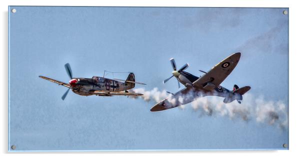 Spitfire versus the ME109 Acrylic by Roger Green