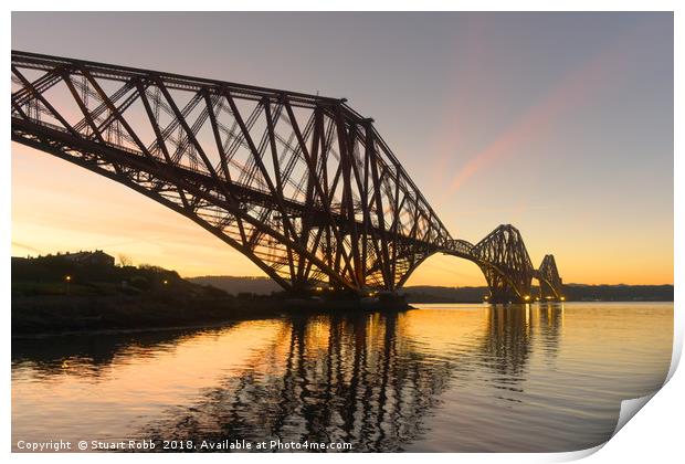 Forth Rail Bridge at Dawn Print by Stuart Robb