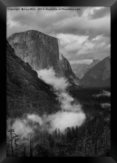 El Capitan and Mist Framed Print by Ken Mills