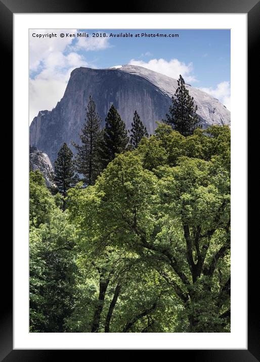 Half Dome and Trees Framed Mounted Print by Ken Mills