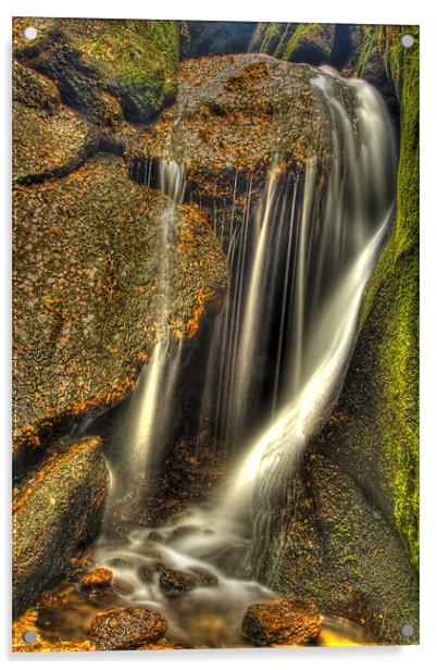 Little waterfall at Burn O'Vat, Dinnet Acrylic by Gabor Pozsgai