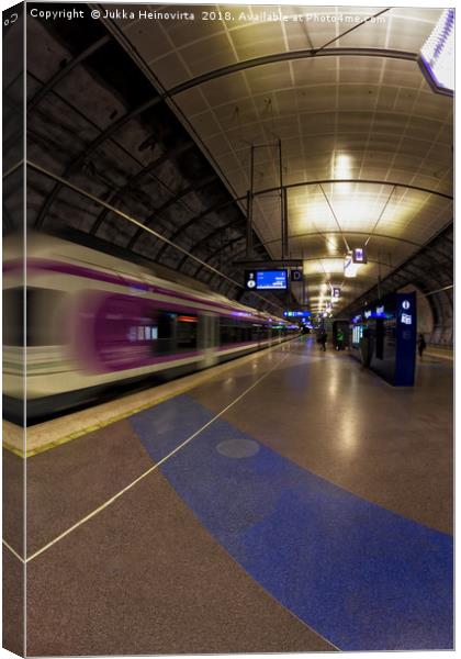 Train Leaving The Underground Station Canvas Print by Jukka Heinovirta