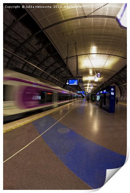 Train Leaving The Underground Station Print by Jukka Heinovirta