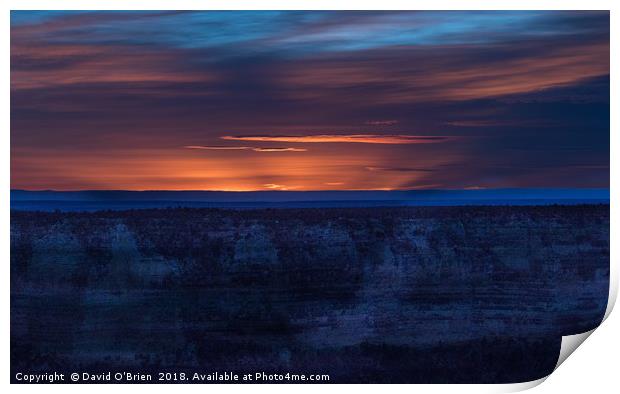 Sunset over Grand Canyon Print by David O'Brien