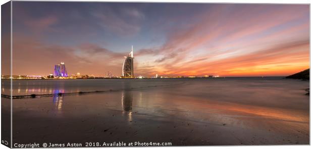Sunset over the Palm Dubai Canvas Print by James Aston