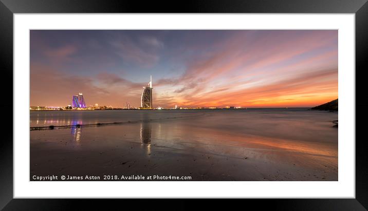 Sunset over the Palm Dubai Framed Mounted Print by James Aston