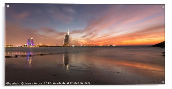 Sunset over the Palm Dubai Acrylic by James Aston