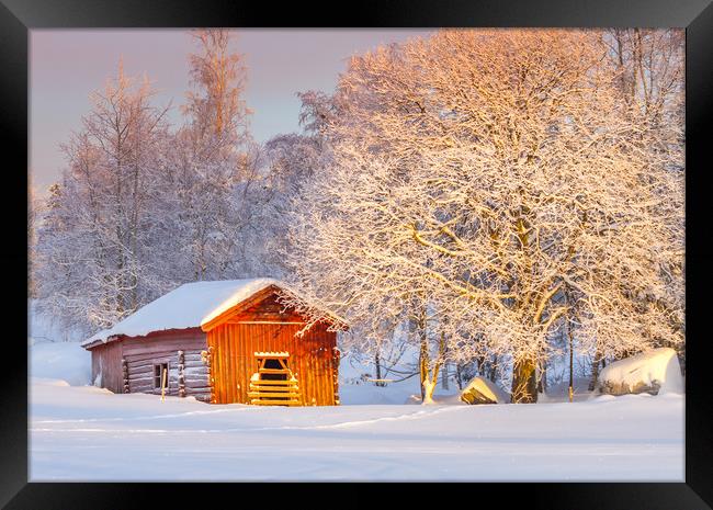 Winter in Jämtland Sweden Framed Print by Hamperium Photography