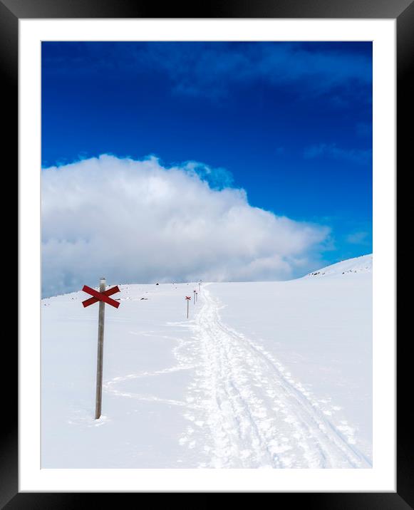 Road in the snow Framed Mounted Print by Hamperium Photography