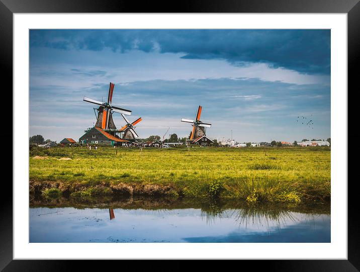 Dutch windmills on the Zaanse schans Framed Mounted Print by Hamperium Photography