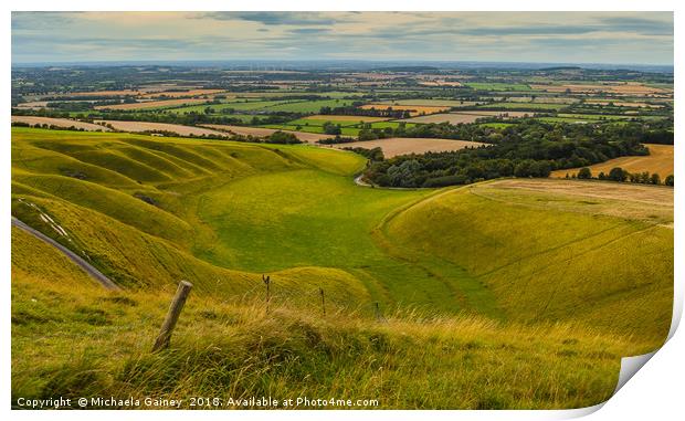 Dragons Hill, Uffington, Oxfordshire, Wiltshire  Print by Michaela Gainey