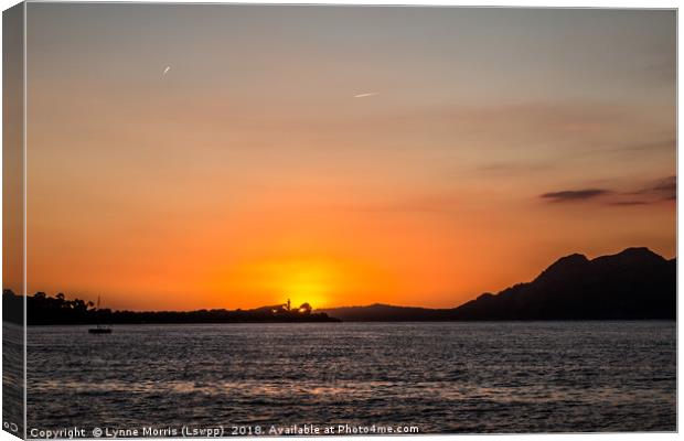 Sunrise over Puerto Pollensa  Canvas Print by Lynne Morris (Lswpp)