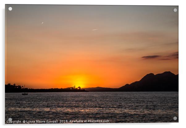 Sunrise over Puerto Pollensa  Acrylic by Lynne Morris (Lswpp)