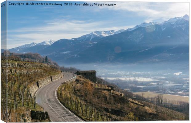 Swerving roads in Valtellina, Lombardy, Italy Canvas Print by Alexandre Rotenberg