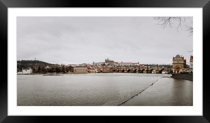 Vltava River in Prague, Czech Republic Framed Mounted Print by John Ly