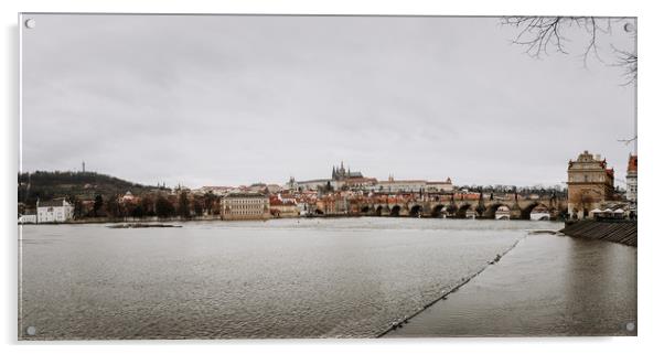 Vltava River in Prague, Czech Republic Acrylic by John Ly